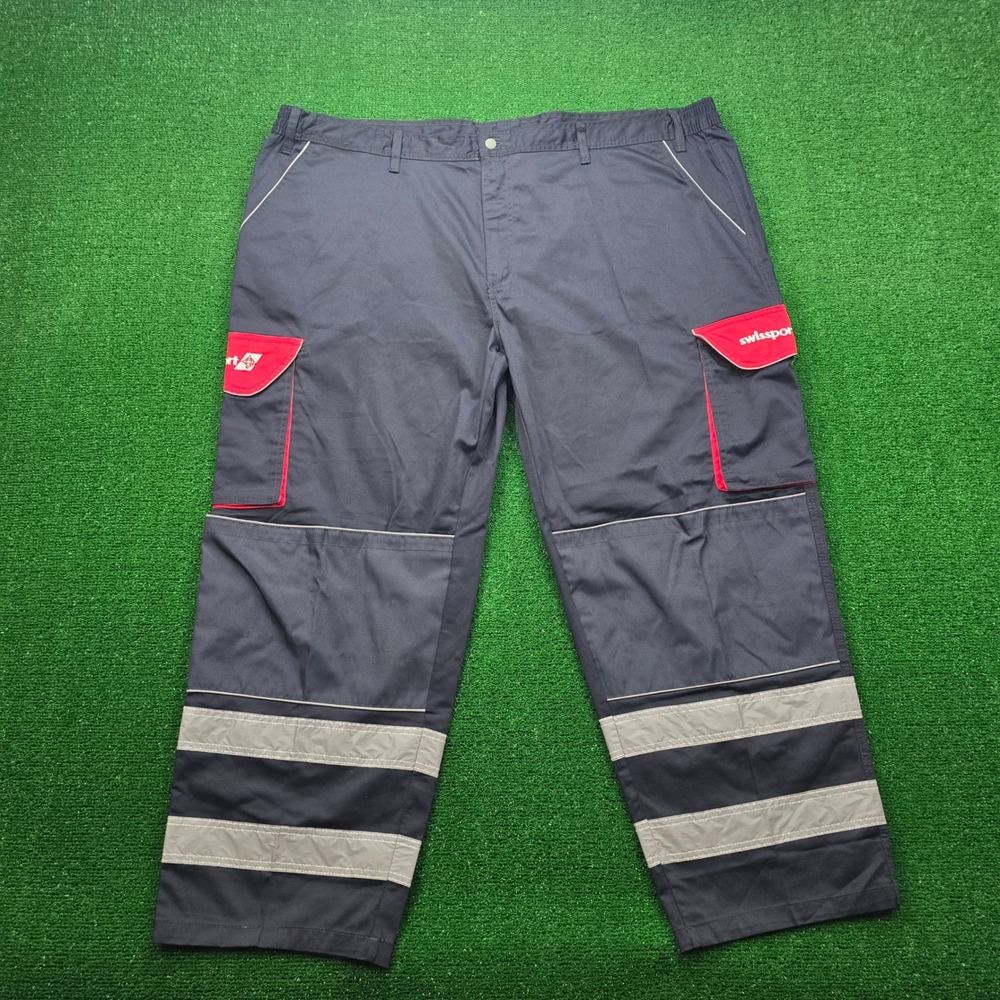 Swissport Cargo Work Pants Mens 52Rx 32 Blue‎ Reflective Hi-Vis Utility Trousers